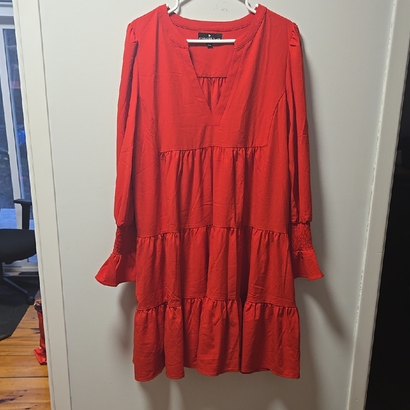 Elegant Red Crepe Dress Pomander Place XXL NEW NEW Plus - Picture 2 of 6